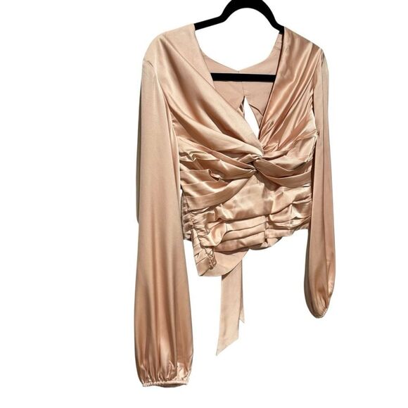 Express Twist Front Tie Back Top in Pale Pink - Picture 5 of 7